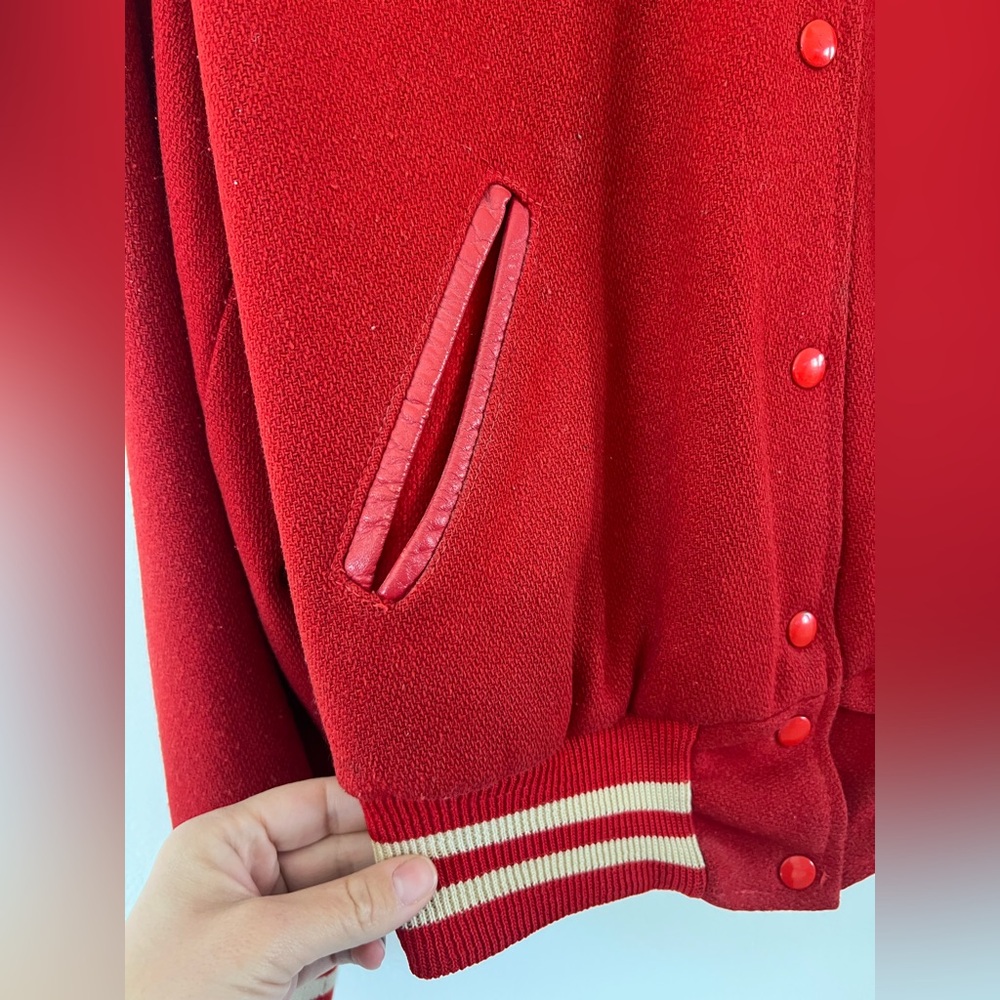 Vintage Collegiate Varsity Olivet College‎ Bands Chainstitch Red Jacket - Picture 4 of 15